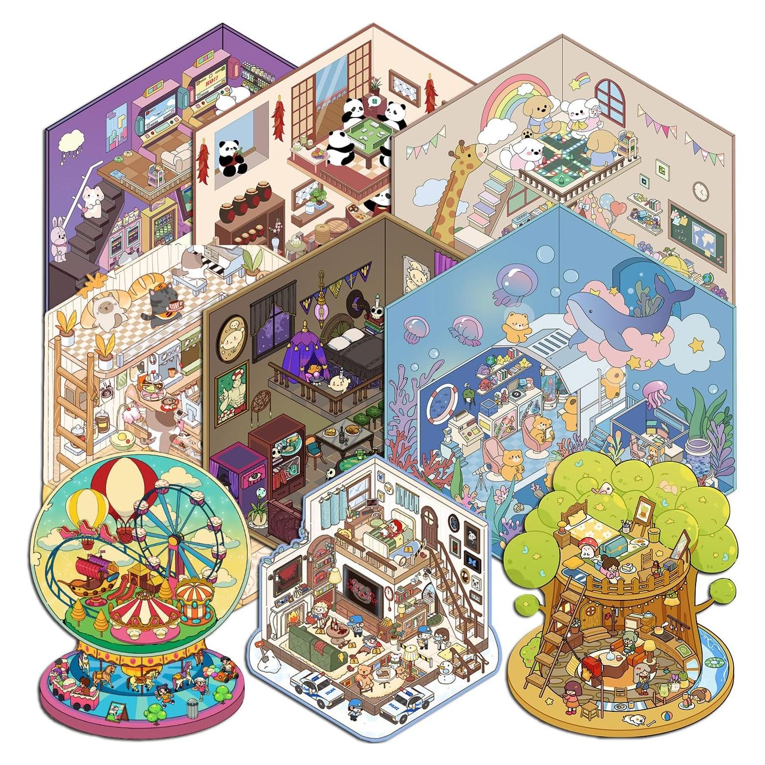 9 Paquetes de Pegatinas 3D DIY Hilikol para Decoración Creativa