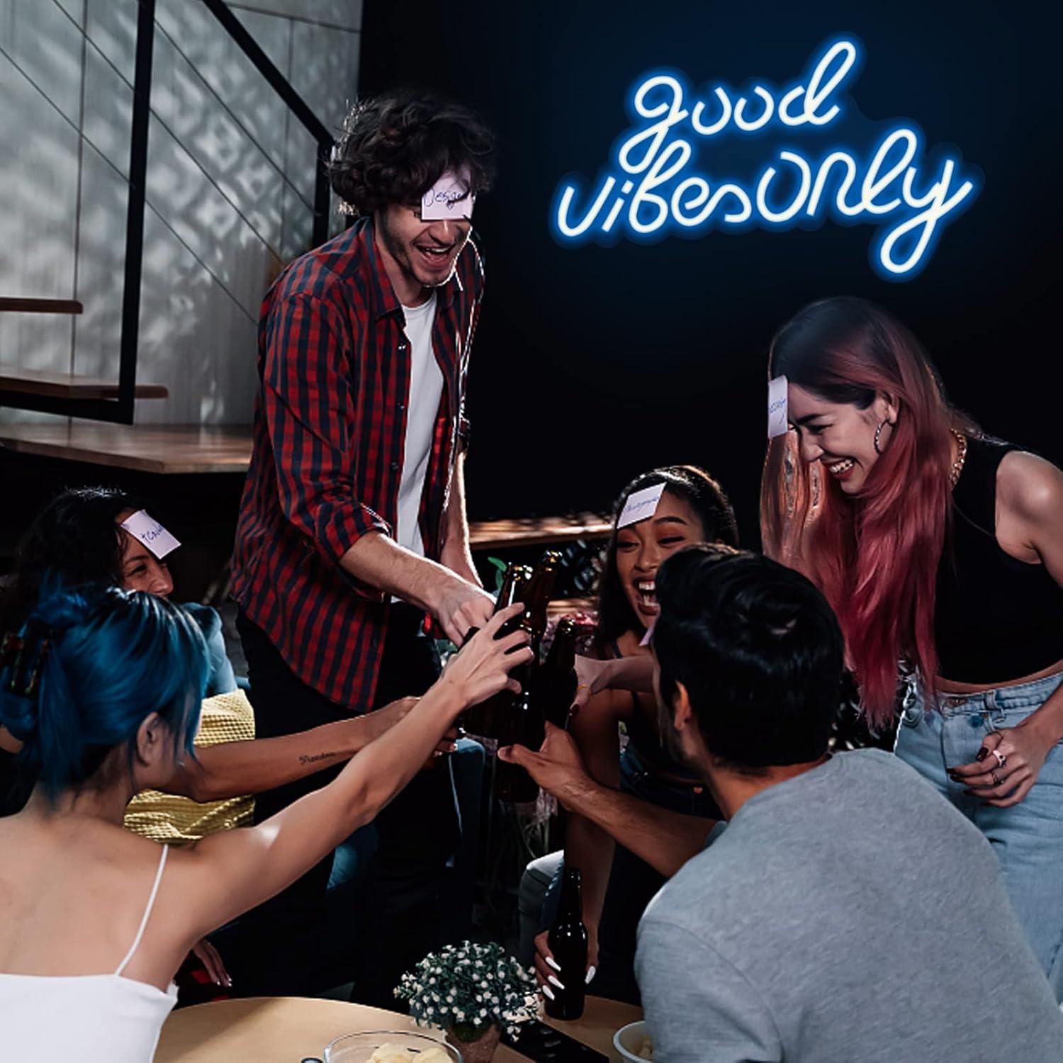 Luz de Neón JFLLamp Buenas Vibras 25.4x42 cm Azul LED