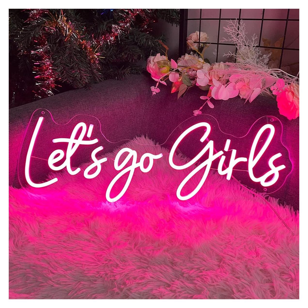 Letrero de Neón LED Rosa Lets Go Girl 60 cm Decoración