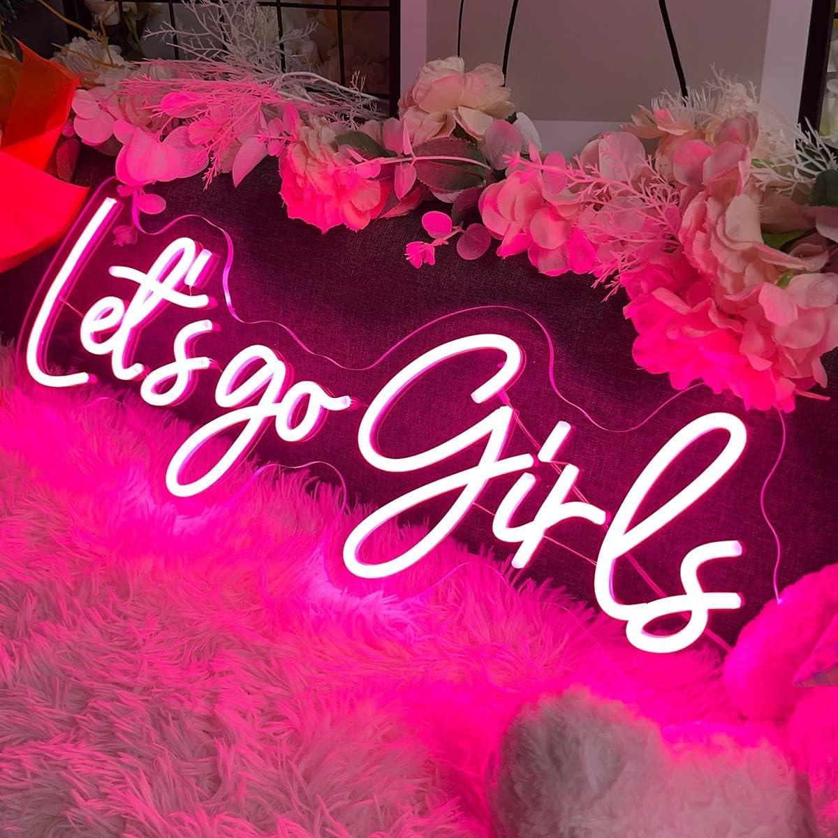 Letrero de Neón LED Rosa Lets Go Girl 60 cm Decoración