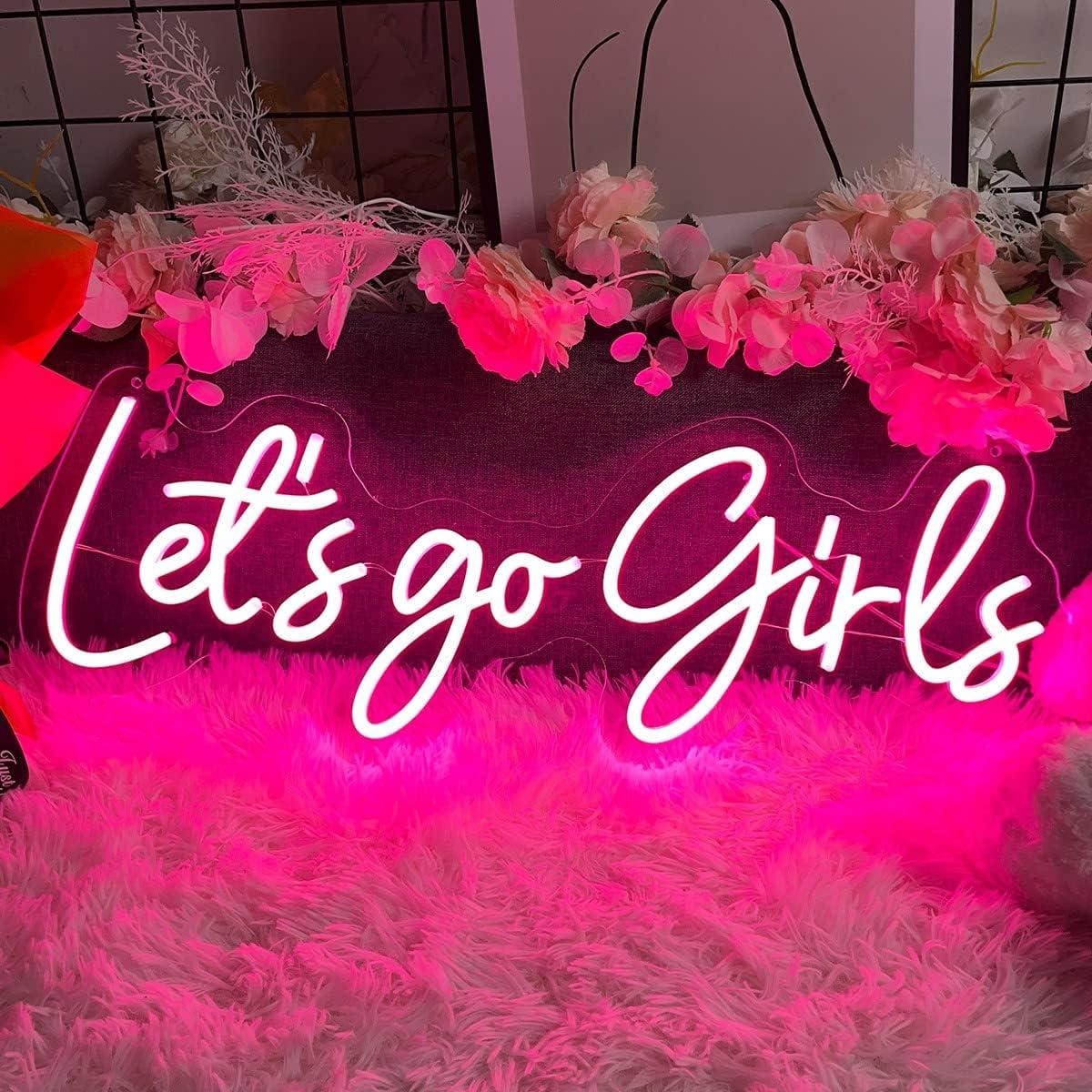 Letrero de Neón LED Rosa Lets Go Girl 60 cm Decoración