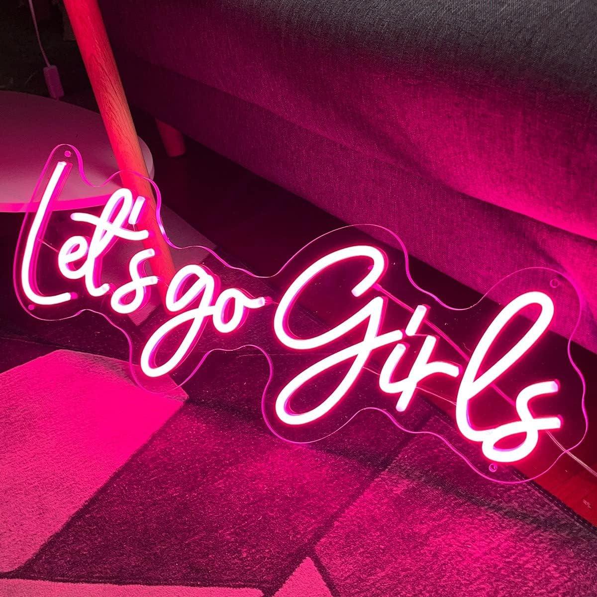 Letrero de Neón LED Rosa Lets Go Girl 60 cm Decoración