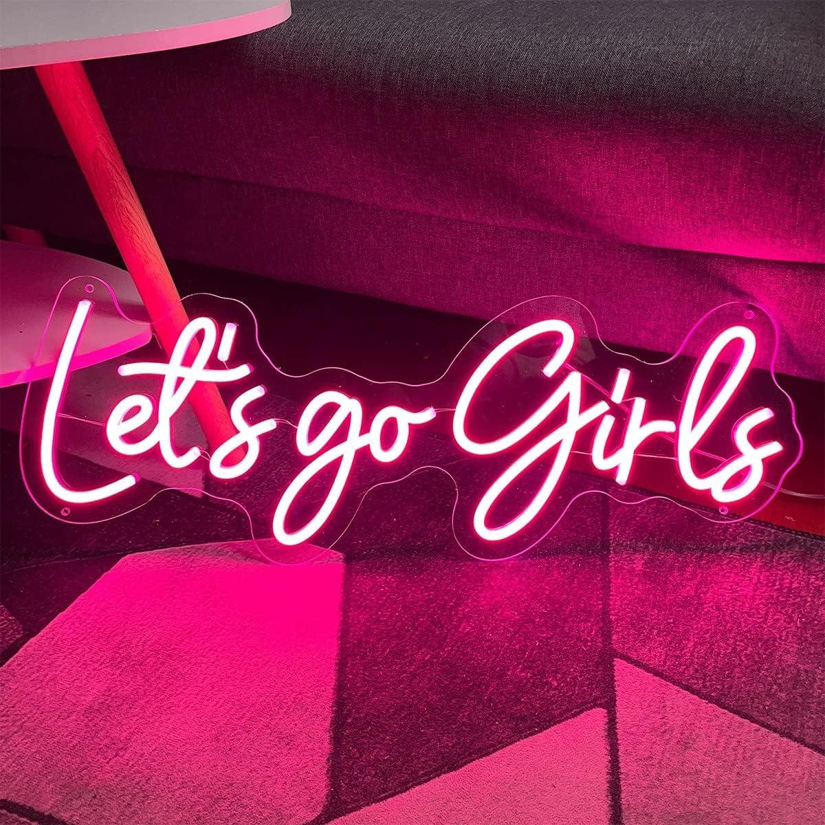 Letrero de Neón LED Rosa Lets Go Girl 60 cm Decoración