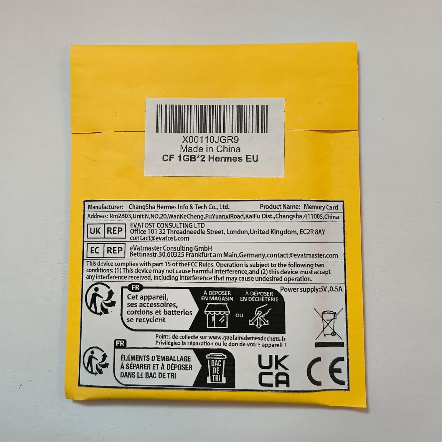 Paquete de 2 Tarjetas Compact Flash 1GB Cloudisk para DSLR