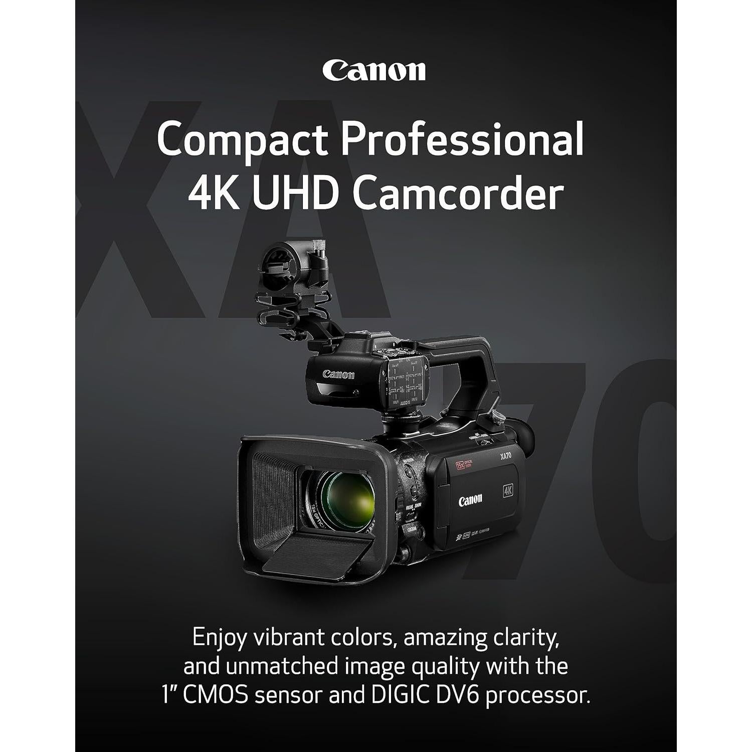Cámara de video profesional Canon XA70 4K UHD 15x Zoom