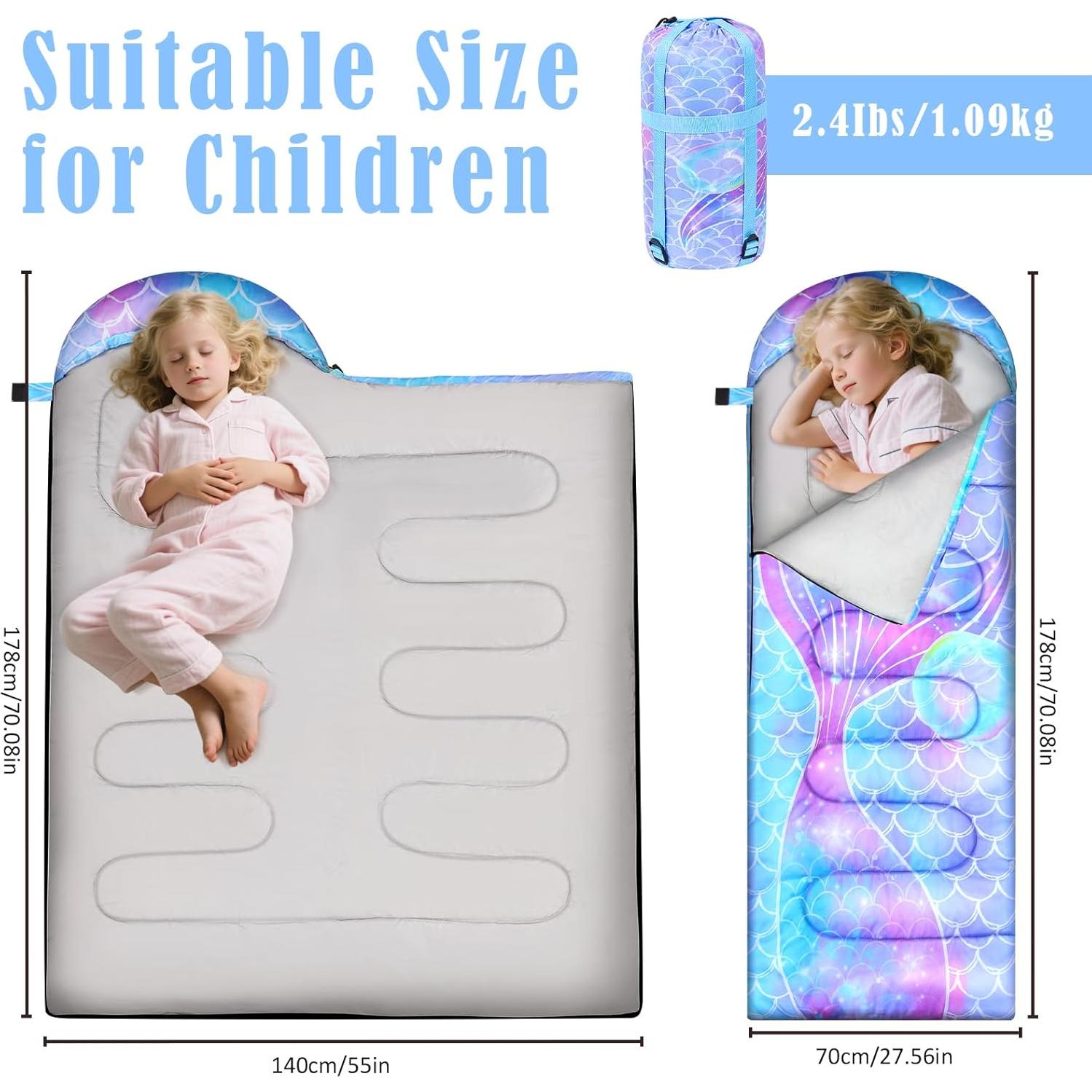 Saco de dormir infantil AuSletie 3 temporadas 178x70cm