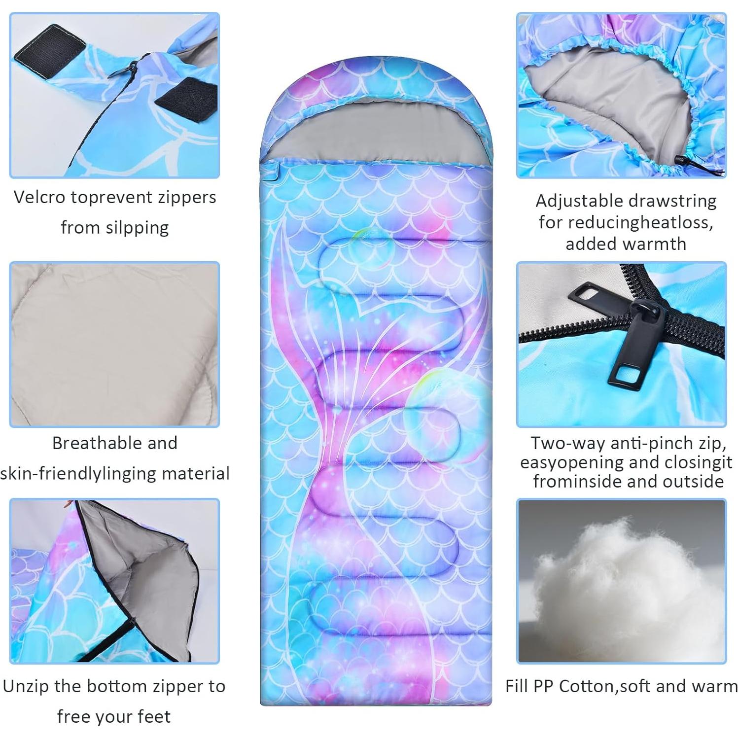 Saco de dormir infantil AuSletie 3 temporadas 178x70cm