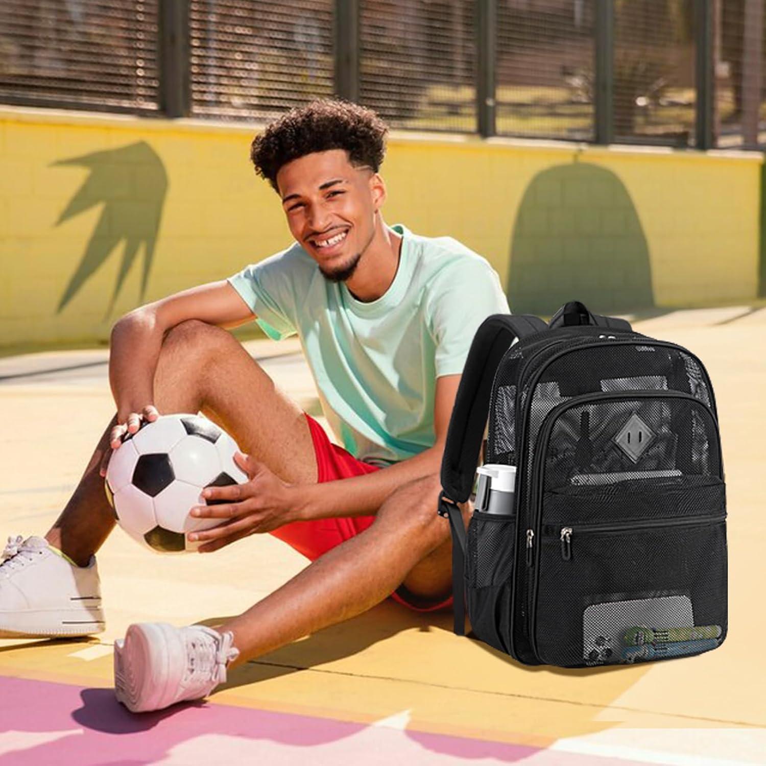 Mochila de Malla Resistente MOONBABY 33x14x44cm Negra