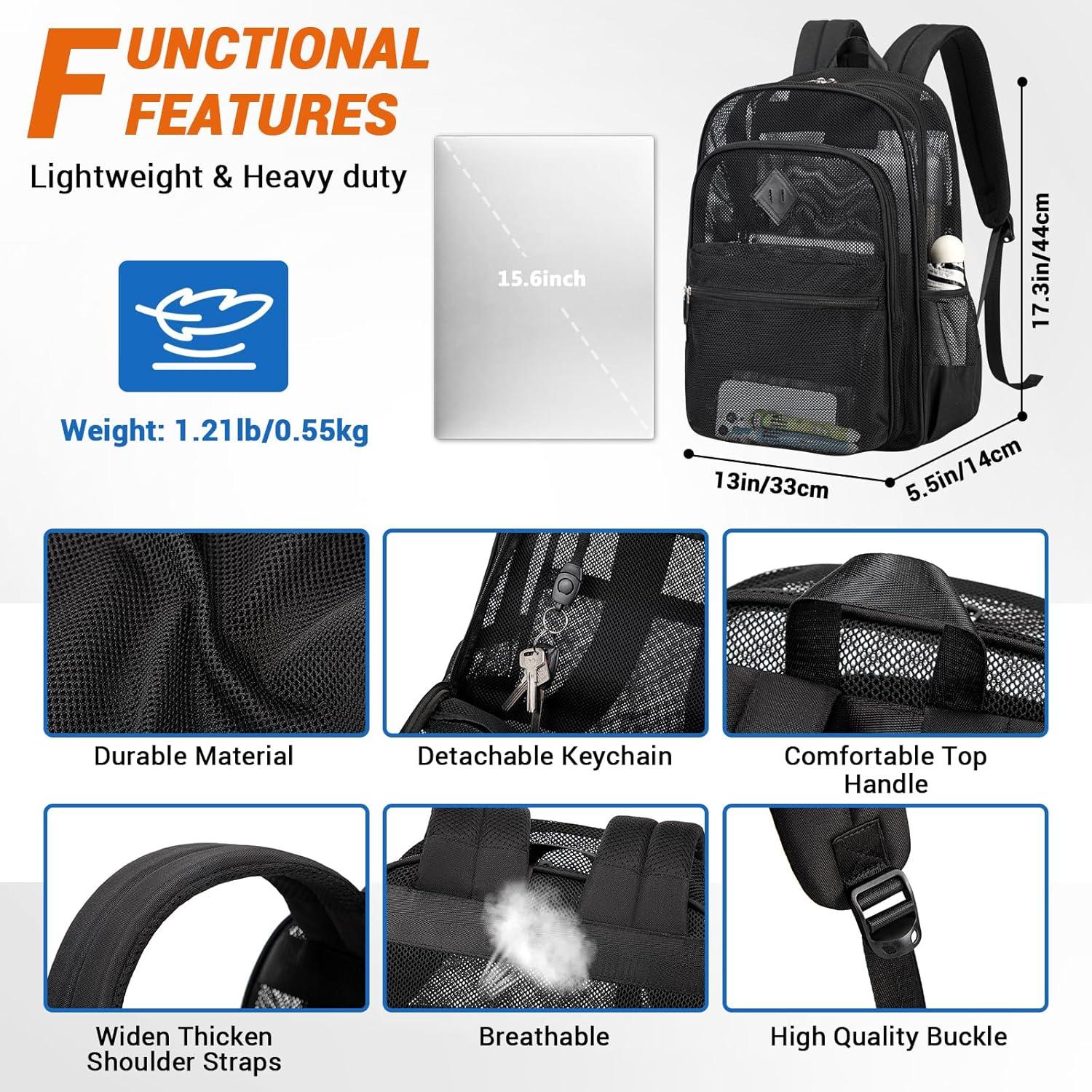 Mochila de Malla Resistente MOONBABY 33x14x44cm Negra