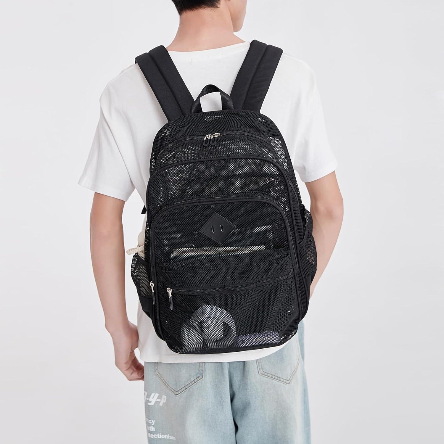 Mochila de Malla Resistente MOONBABY 33x14x44cm Negra