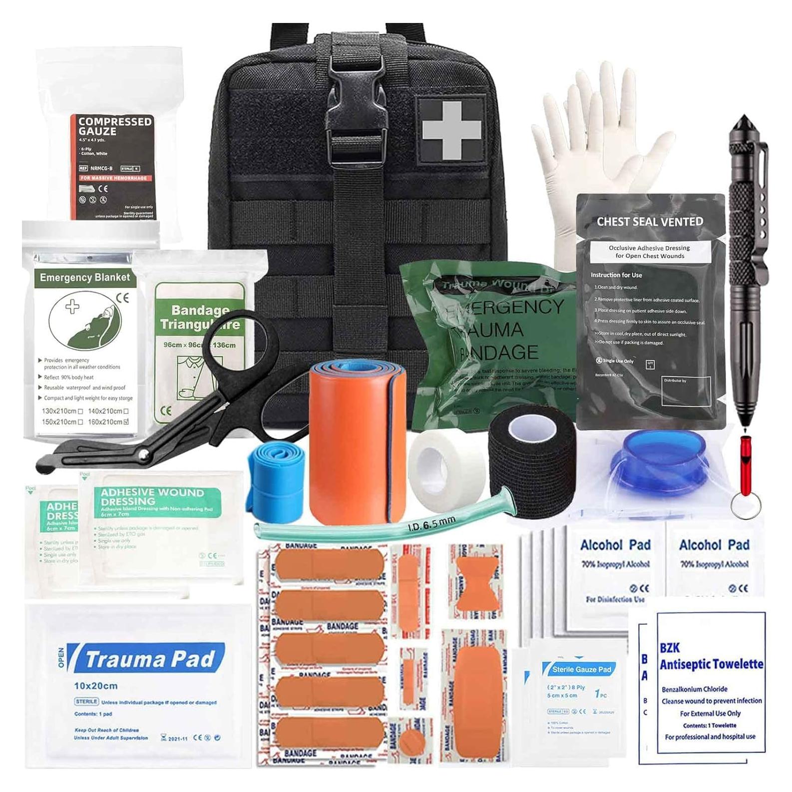 Kit de Trauma IFAK Mejorado 74 Piezas Bolsa Molle Negra