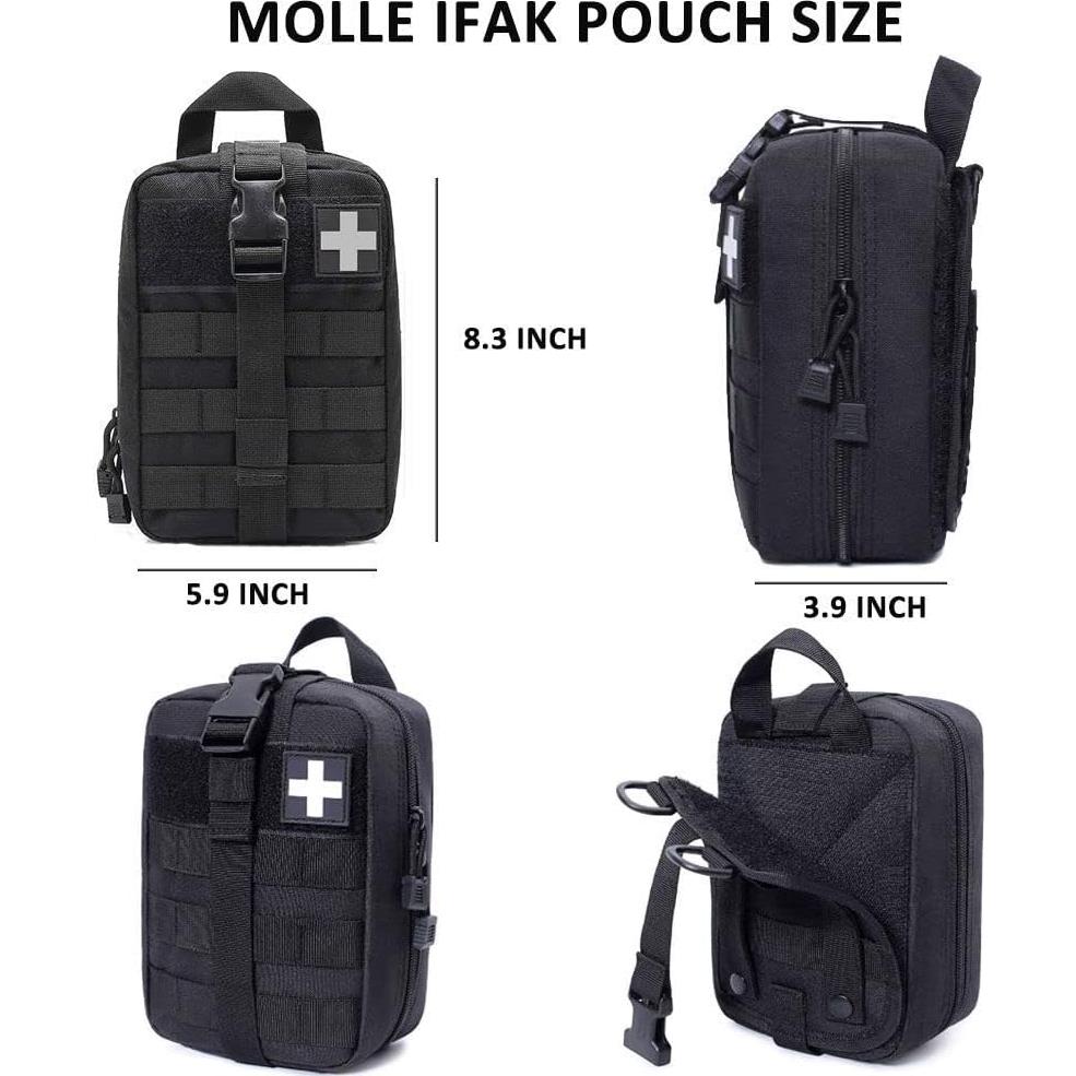 Kit de Trauma IFAK Mejorado 74 Piezas Bolsa Molle Negra