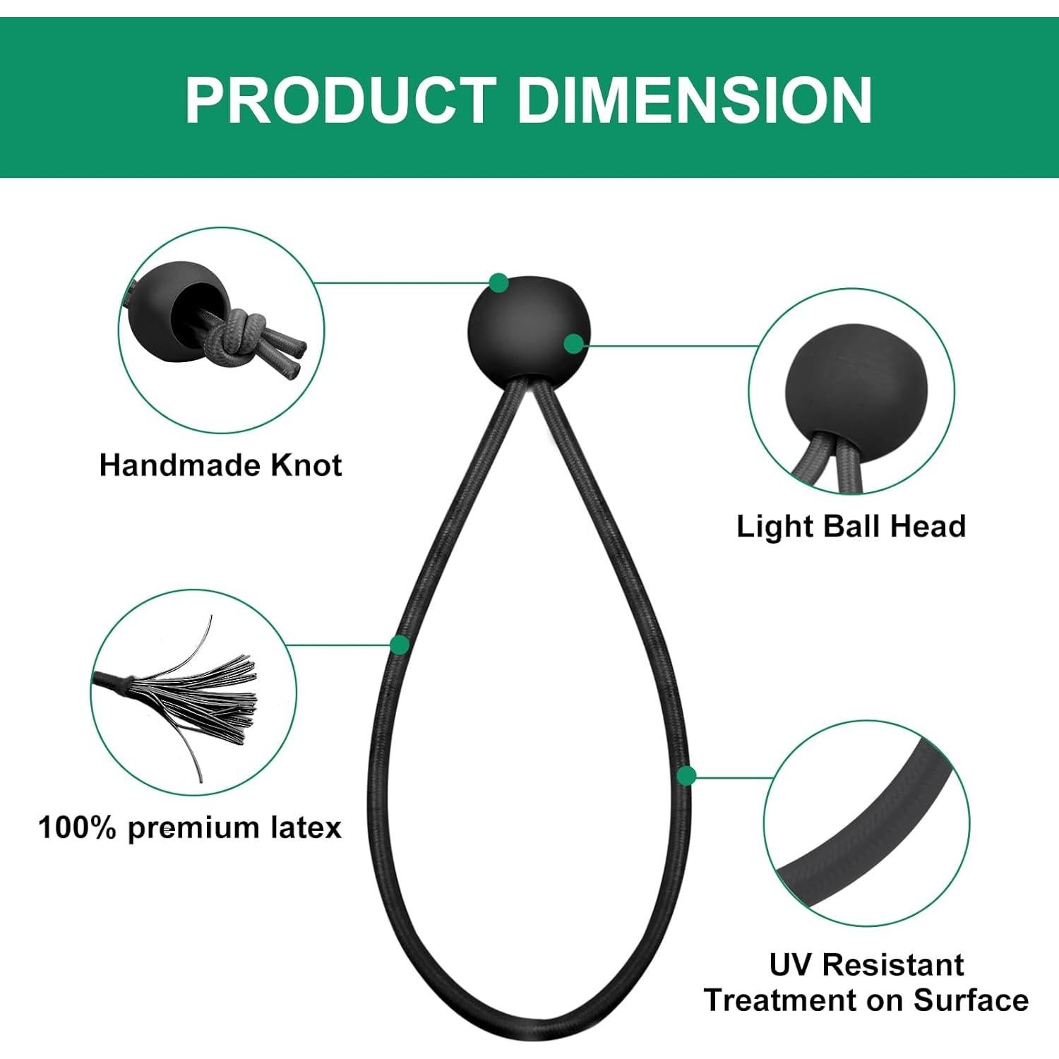 Cuerdas Bungee Negras Skytened 60 Piezas 10.16 cm Alta Resistencia