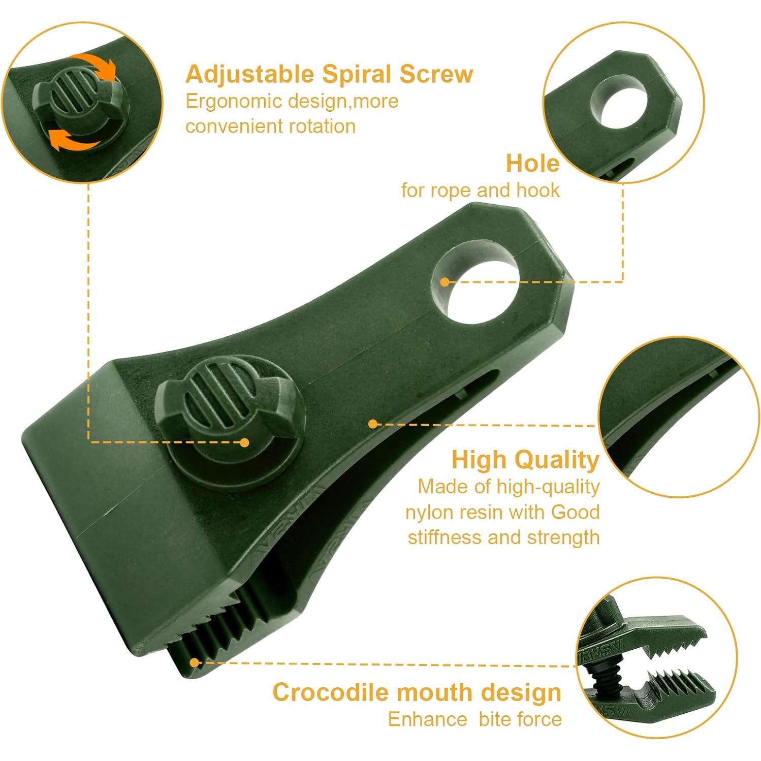 Clips de Lona Vashly 6 PCS Alta Resistencia para Camping