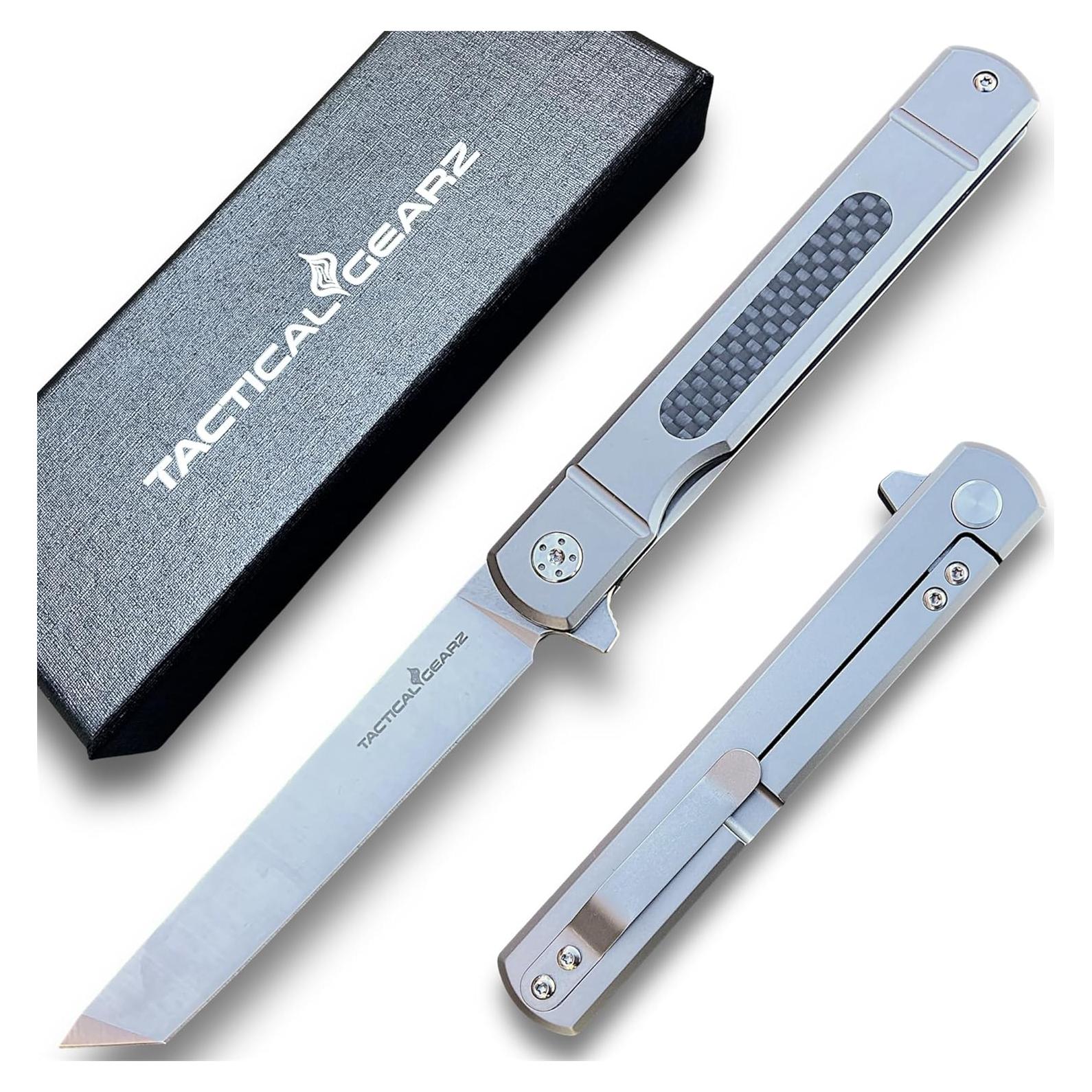 Cuchillo de bolsillo EDC TACTICAL GEARZ Tatsu ST Titanio D2