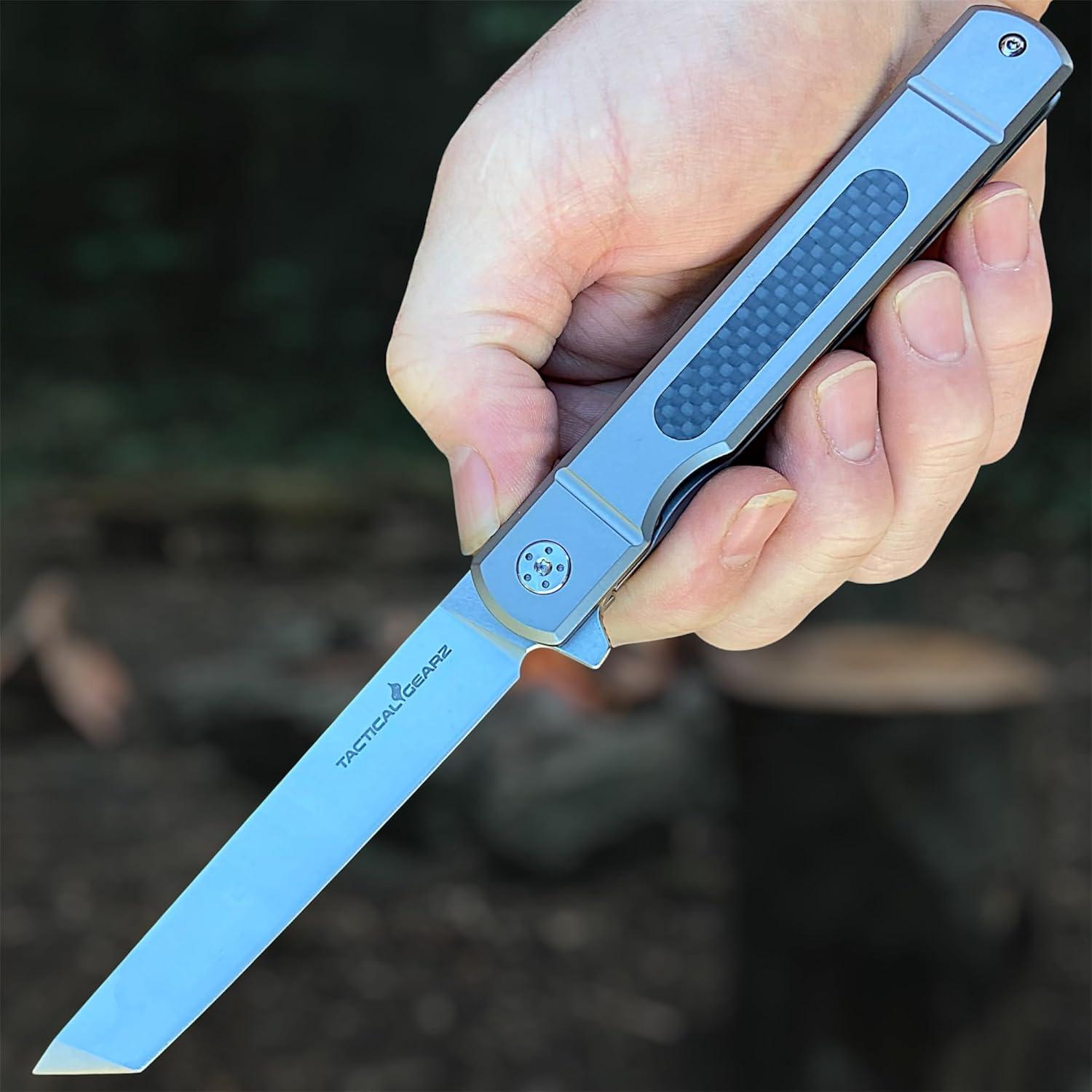 Cuchillo de bolsillo EDC TACTICAL GEARZ Tatsu ST Titanio D2