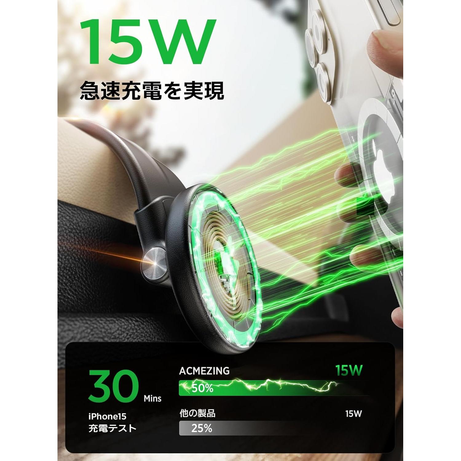 Cargador Soporte para Coche MagSafe 15W Aluminio Ajustable