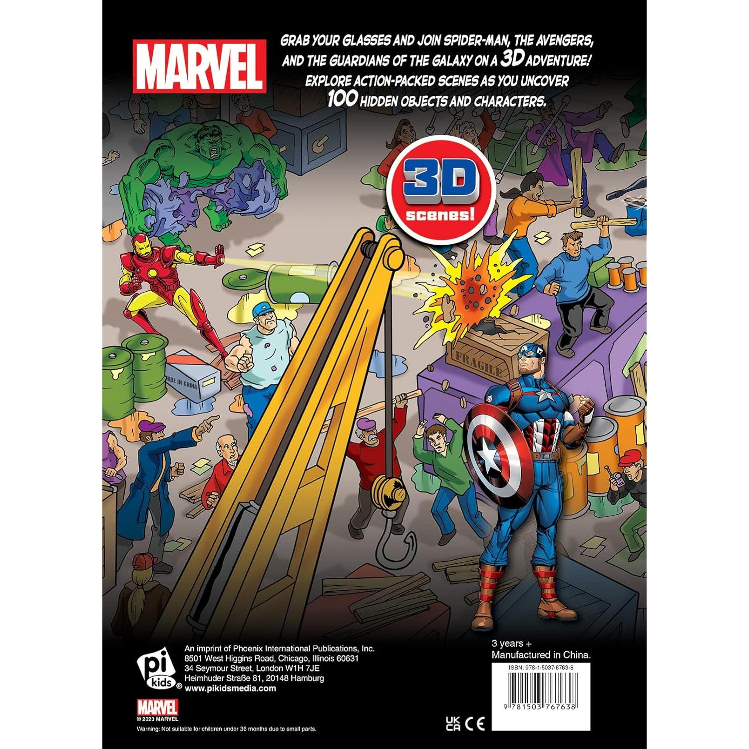 Marvel Spider-man, Avengers, Guardians of the Galaxy, and More! - 3D Look and Find Activity Book! - Iron Man 3D Glasses Included! - PI Kids