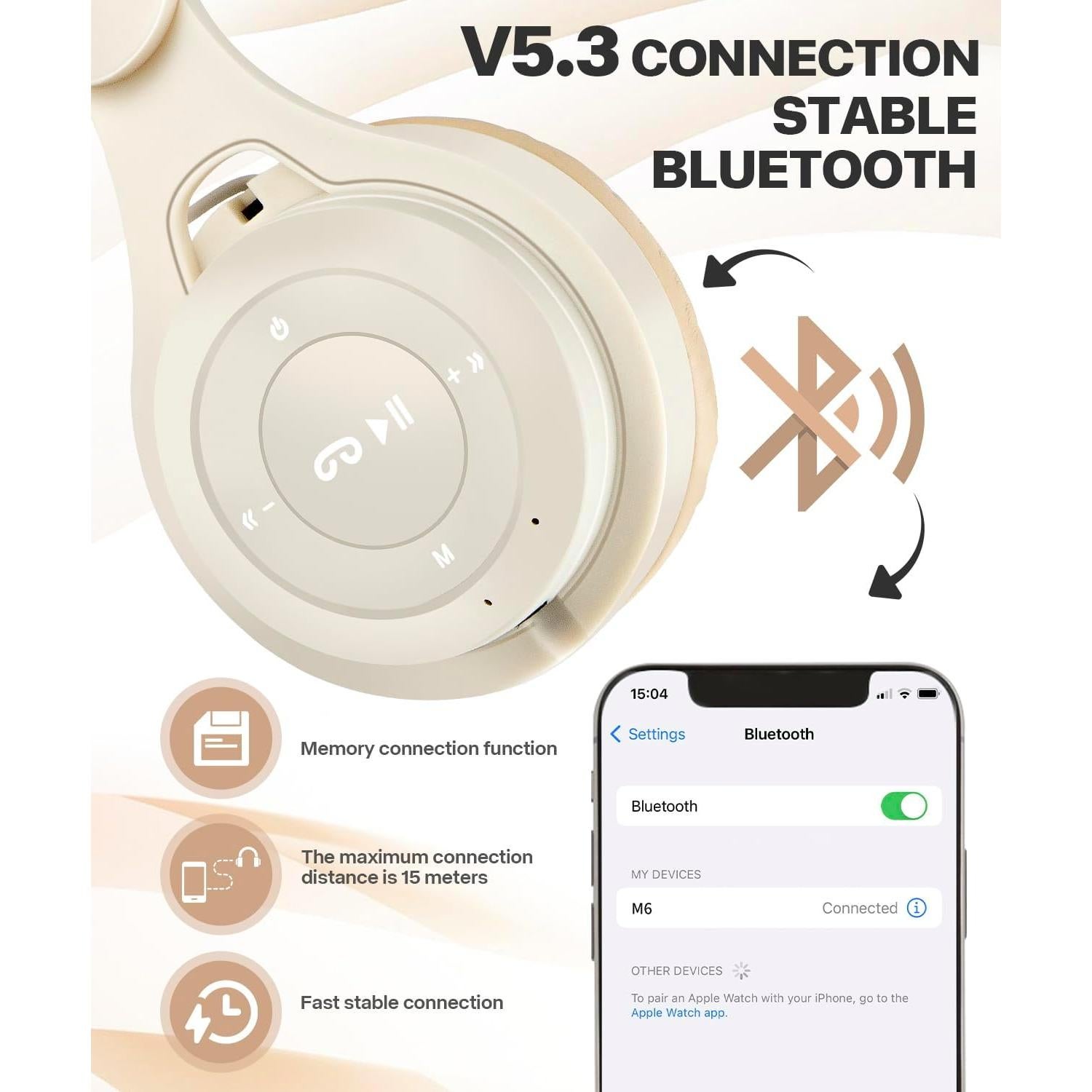 Auriculares Bluetooth para Niños SCK-08 Beige, Sonido HD
