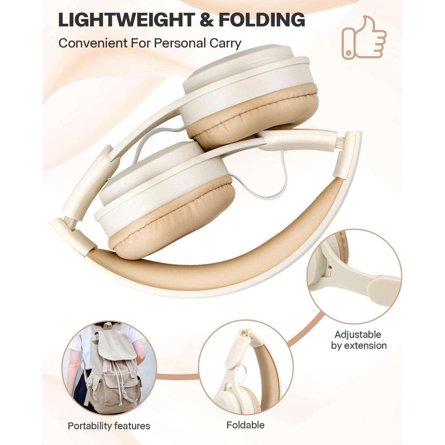 Auriculares Bluetooth para Niños SCK-08 Beige, Sonido HD