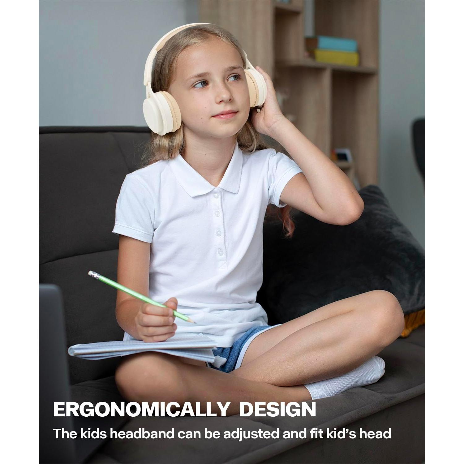 Auriculares Bluetooth para Niños SCK-08 Beige, Sonido HD