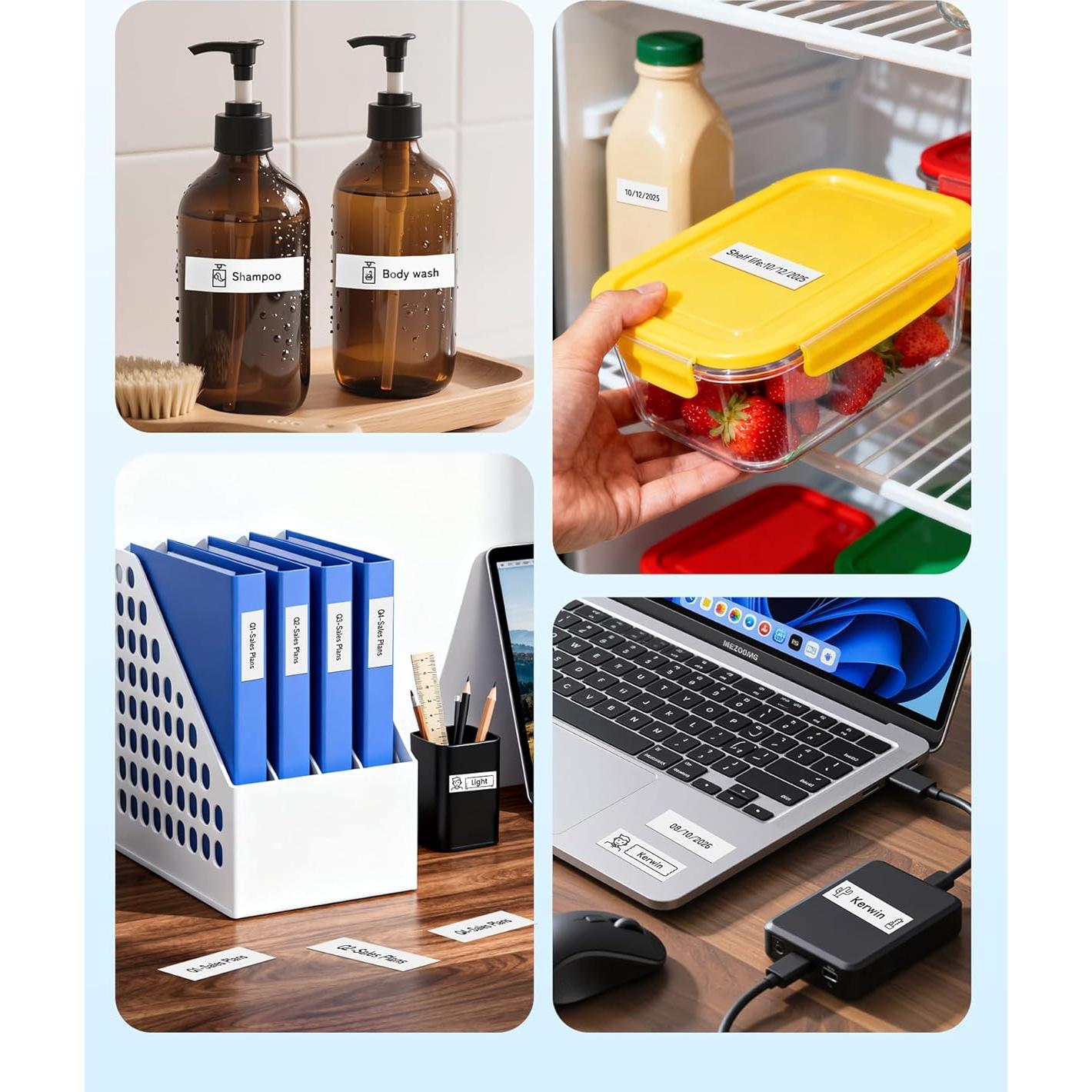 Cinta de Etiquetadora LABEL KINGDOM 24mm Negro sobre Blanco - 5 Unidades