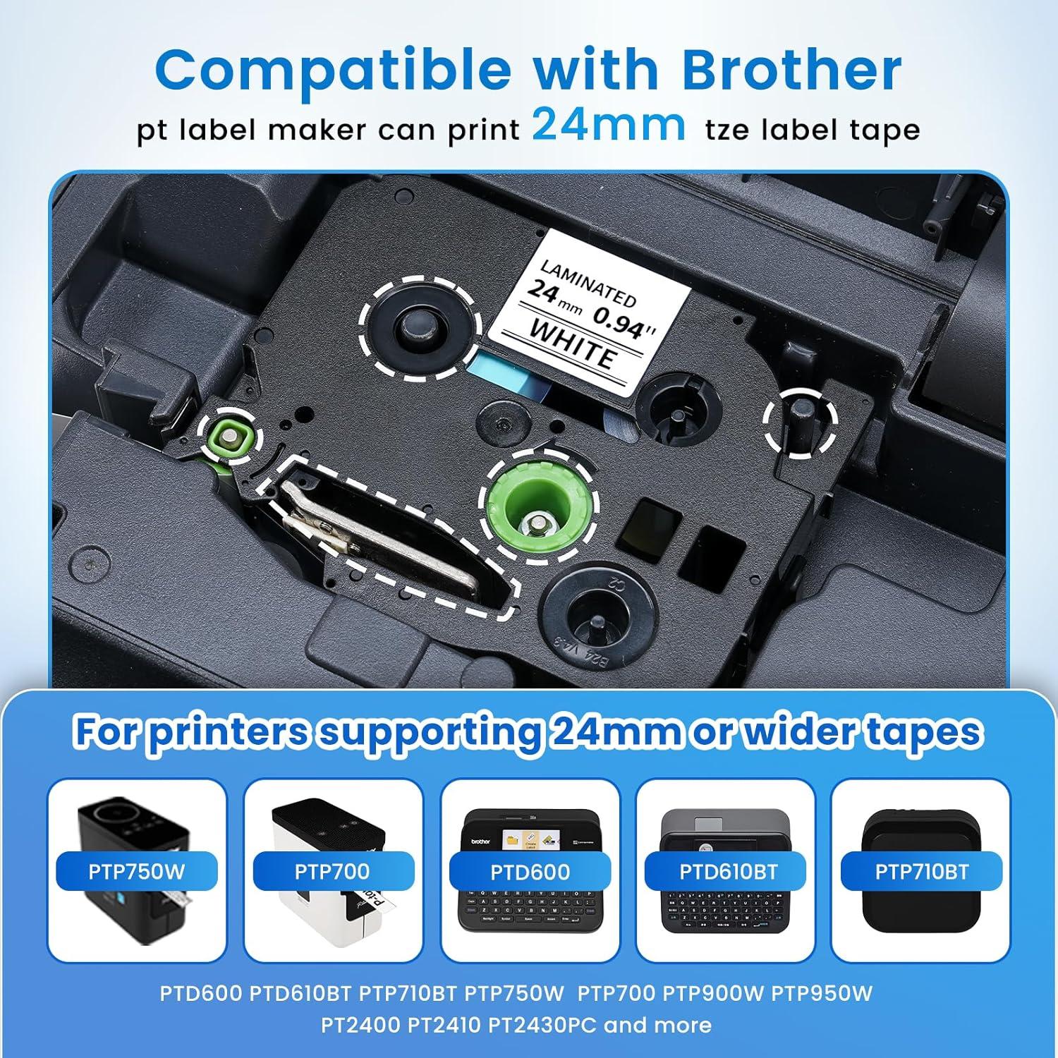 Cinta de Etiquetas Laminada Blanca 24mm Label KINGDOM TZe-251