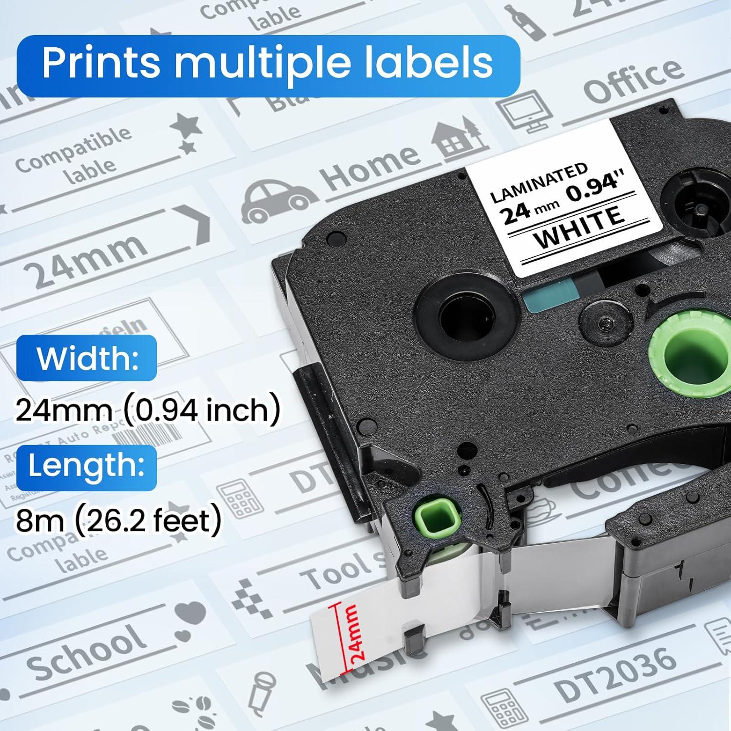 Cinta de Etiquetas Laminada Blanca 24mm Label KINGDOM TZe-251
