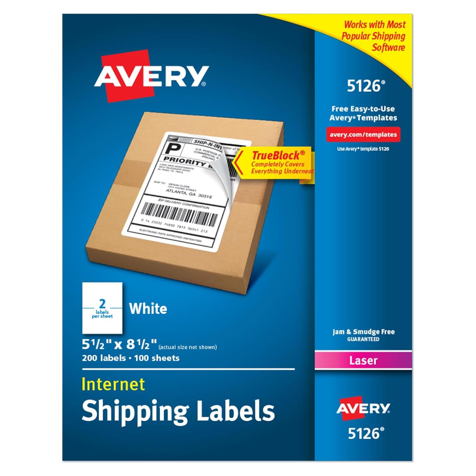 Etiquetas de Envío Imprimibles Avery 21526, 400 Blancas 13.97x21.59cm
