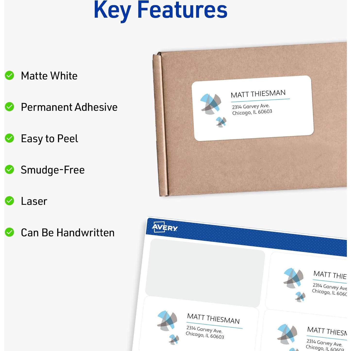 Etiquetas de Envío Imprimibles Avery 21526, 400 Blancas 13.97x21.59cm