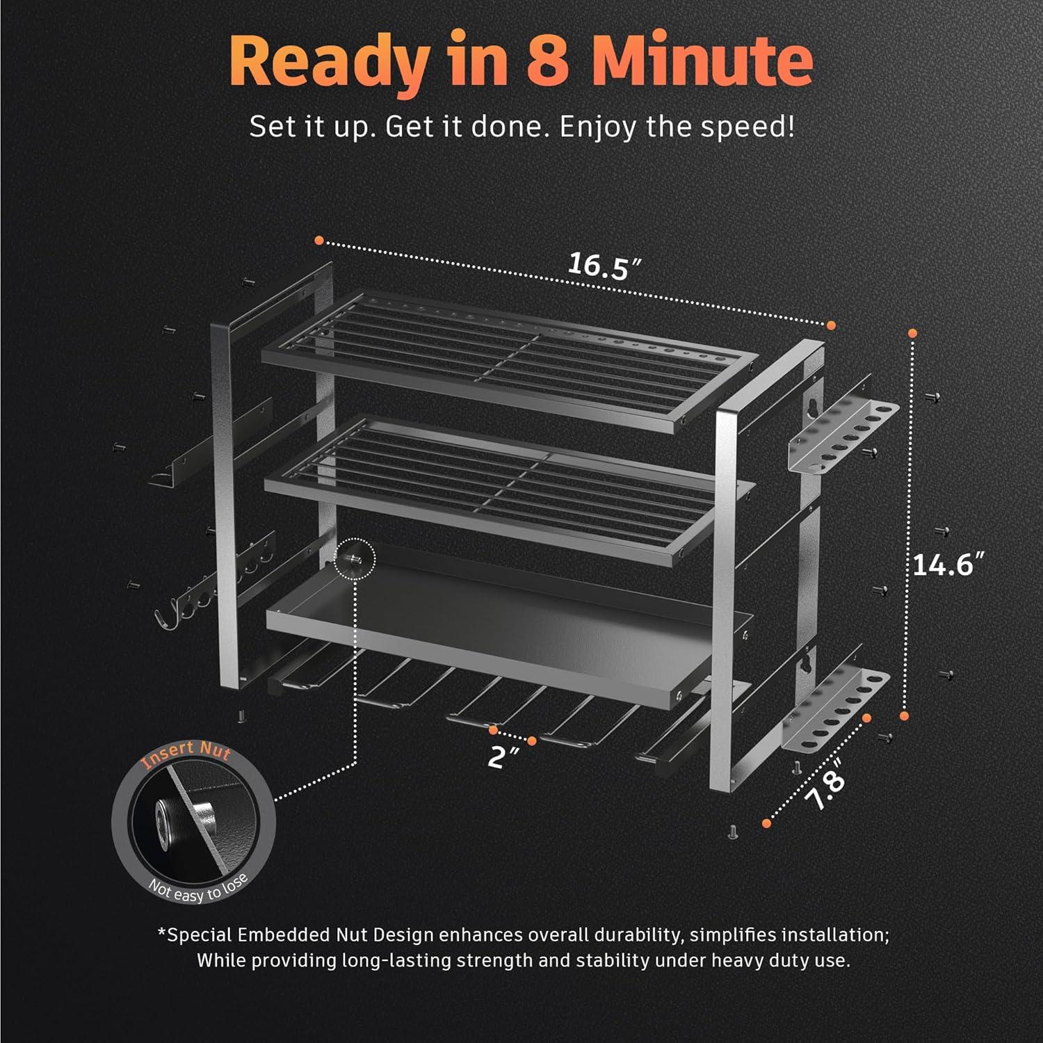 Organizador de Herramientas Nacial Montaje en Pared 4 Capas Negro
