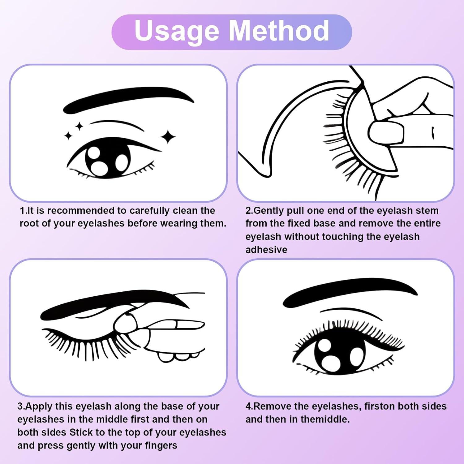 Pestañas Postizas Autoadhesivas EZTZMCN - 10 Pcs Naturales