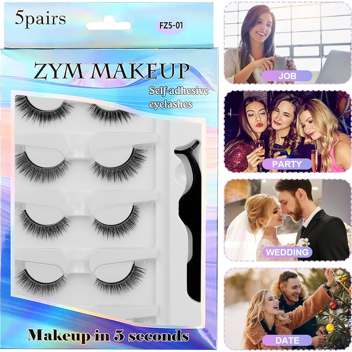 Pestañas Postizas Autoadhesivas EZTZMCN - 10 Pcs Naturales