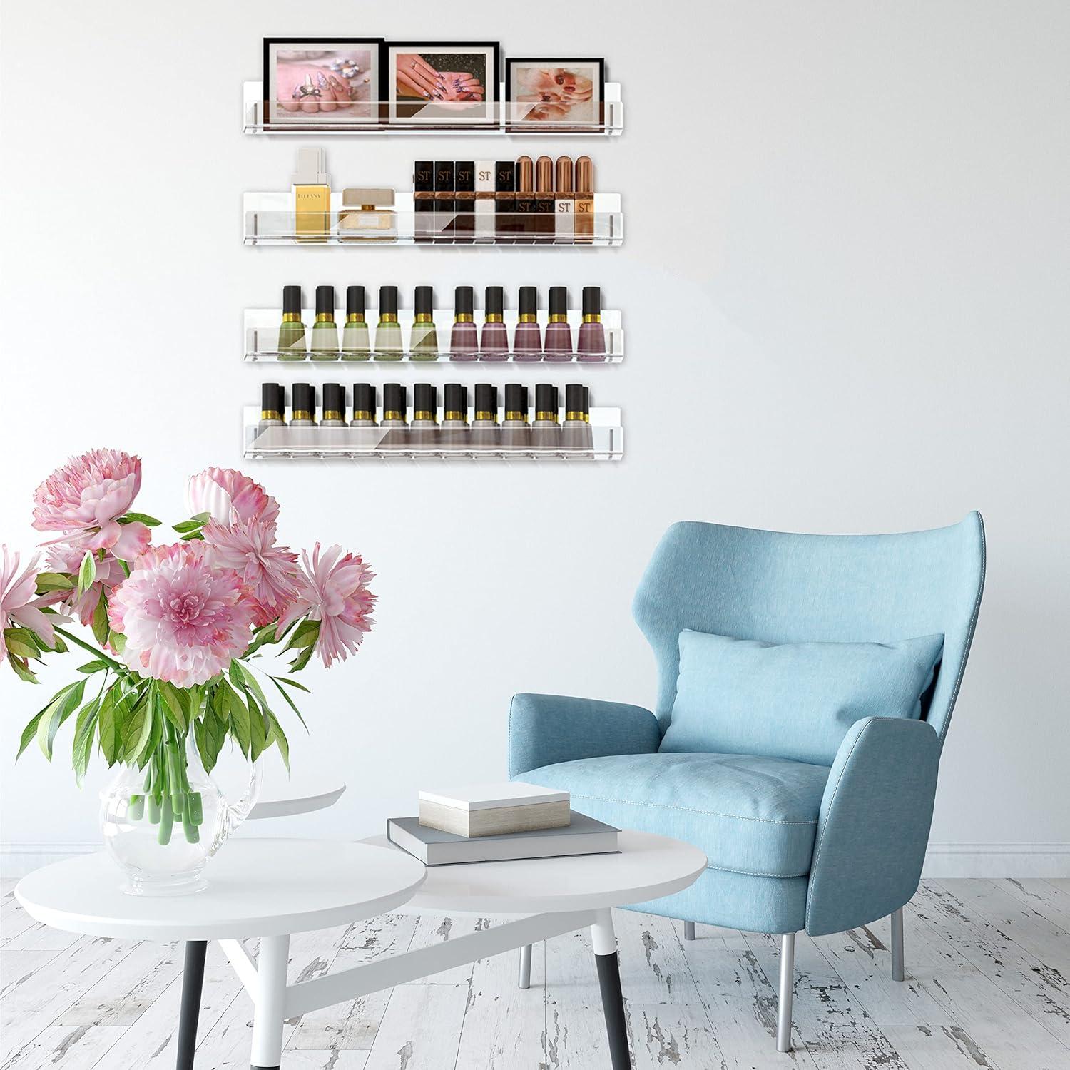 Estantes de acrílico transparente RORKIM 15" - Paquete de 4