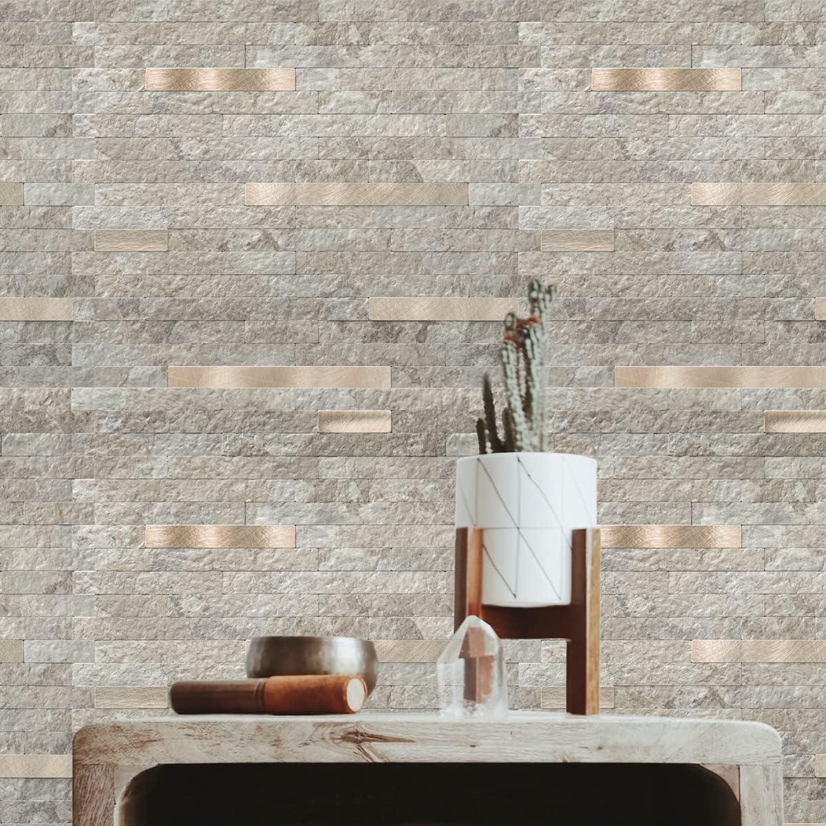 Azulejos Autoadhesivos Art3d 20 Hojas Pizarra Ecru 15x30.5cm