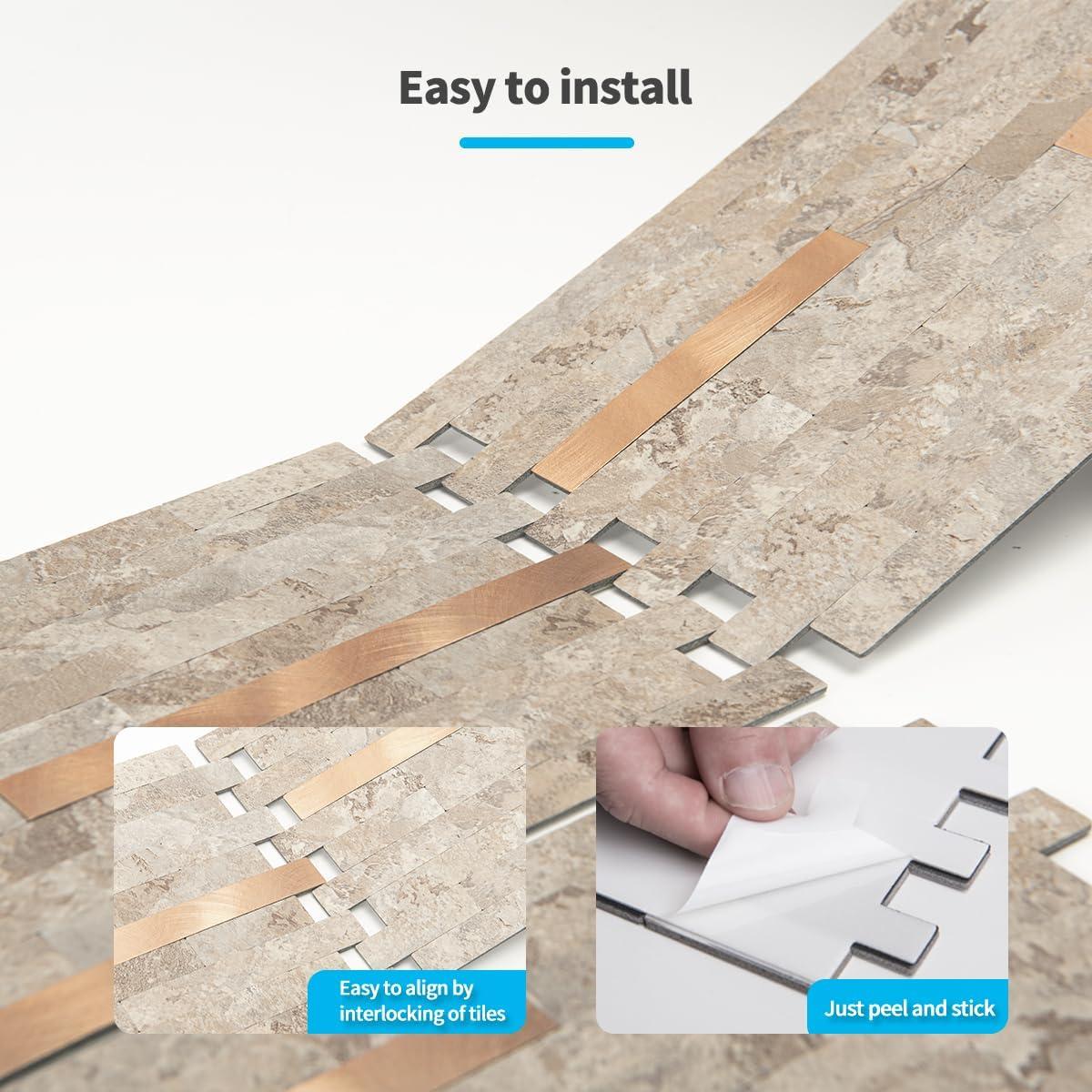 Azulejos Autoadhesivos Art3d 20 Hojas Pizarra Ecru 15x30.5cm