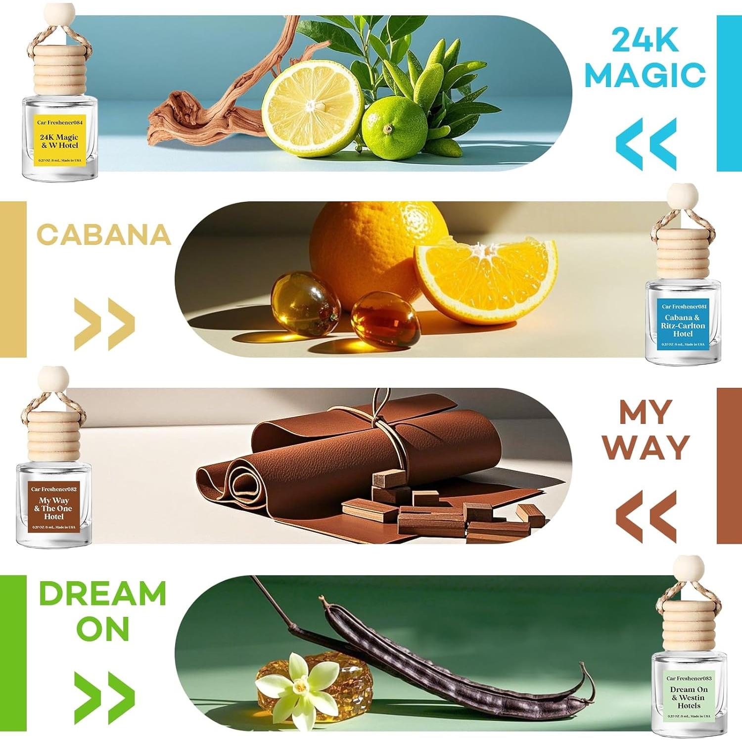 Ambientador de Auto Colgante 4 Fragancias de Hotel - 8ml