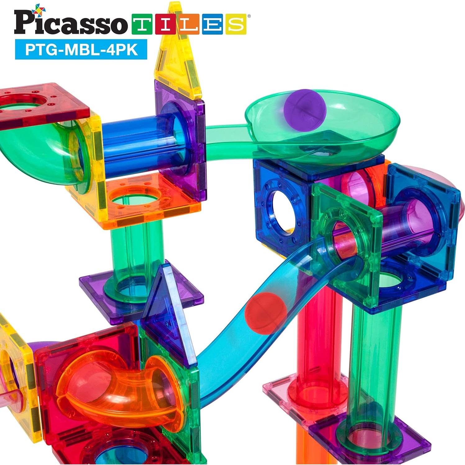 PicassoTiles 4 Piezas Canicas para Pistas Magnéticas 3D