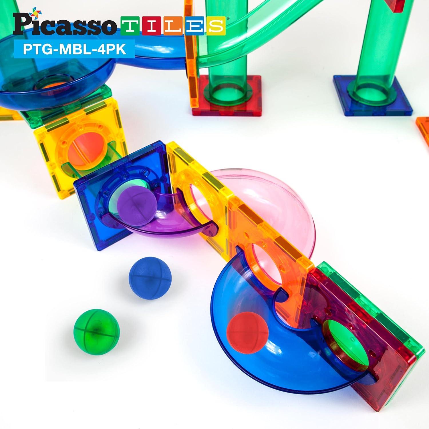 PicassoTiles 4 Piezas Canicas para Pistas Magnéticas 3D