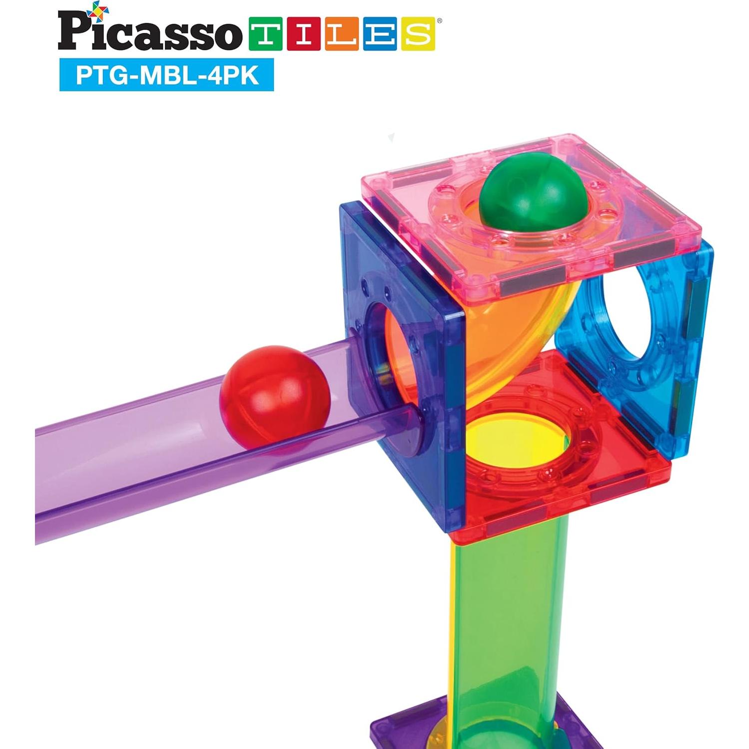 PicassoTiles 4 Piezas Canicas para Pistas Magnéticas 3D