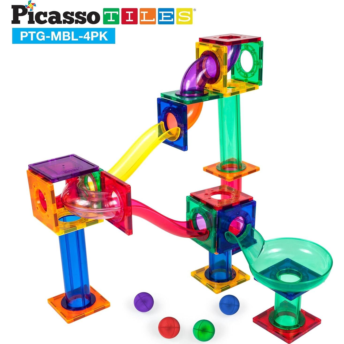 PicassoTiles 4 Piezas Canicas para Pistas Magnéticas 3D