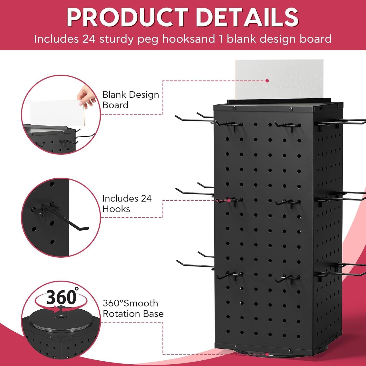 Soporte de Exhibición Giratorio SIBRANT con 24 Ganchos