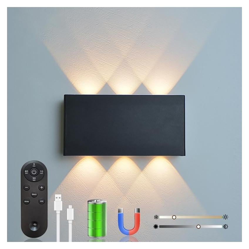 Aplique de Pared LED Shelprojsu Recargable 5200mAh Negro