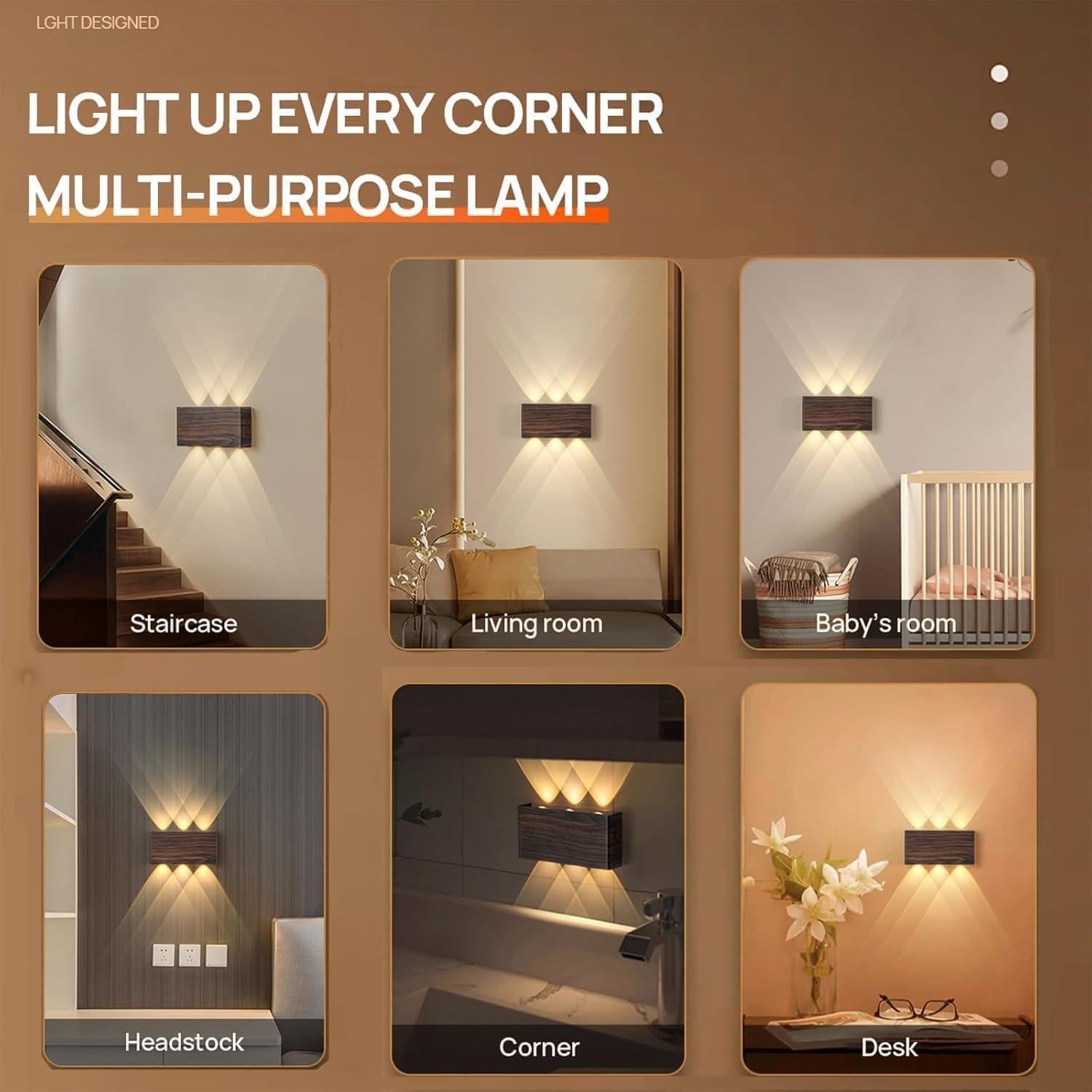 Aplique de Pared LED Shelprojsu Recargable 5200mAh Negro