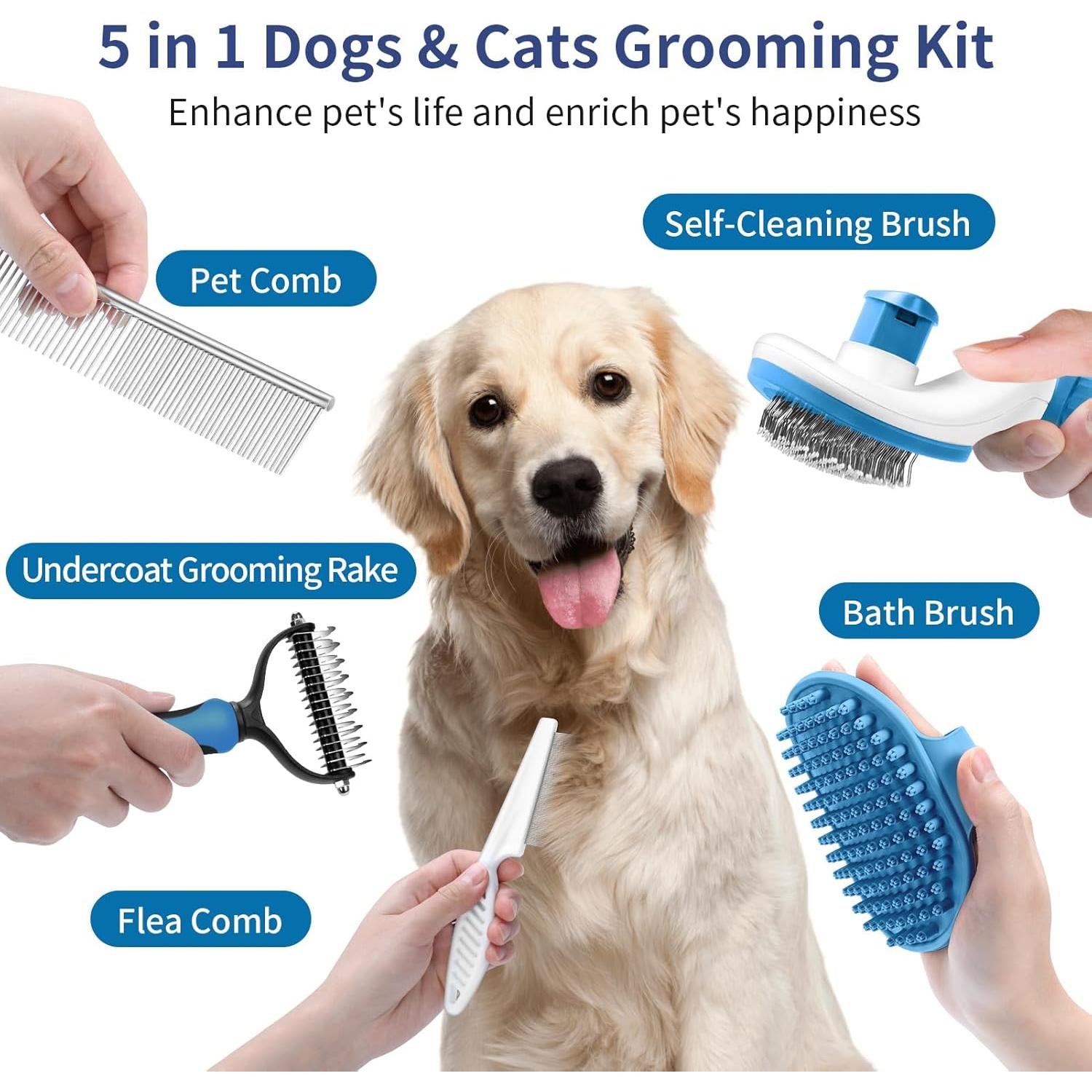 Kit de Aseo para Mascotas WOPQAEM 5 en 1 - Azul