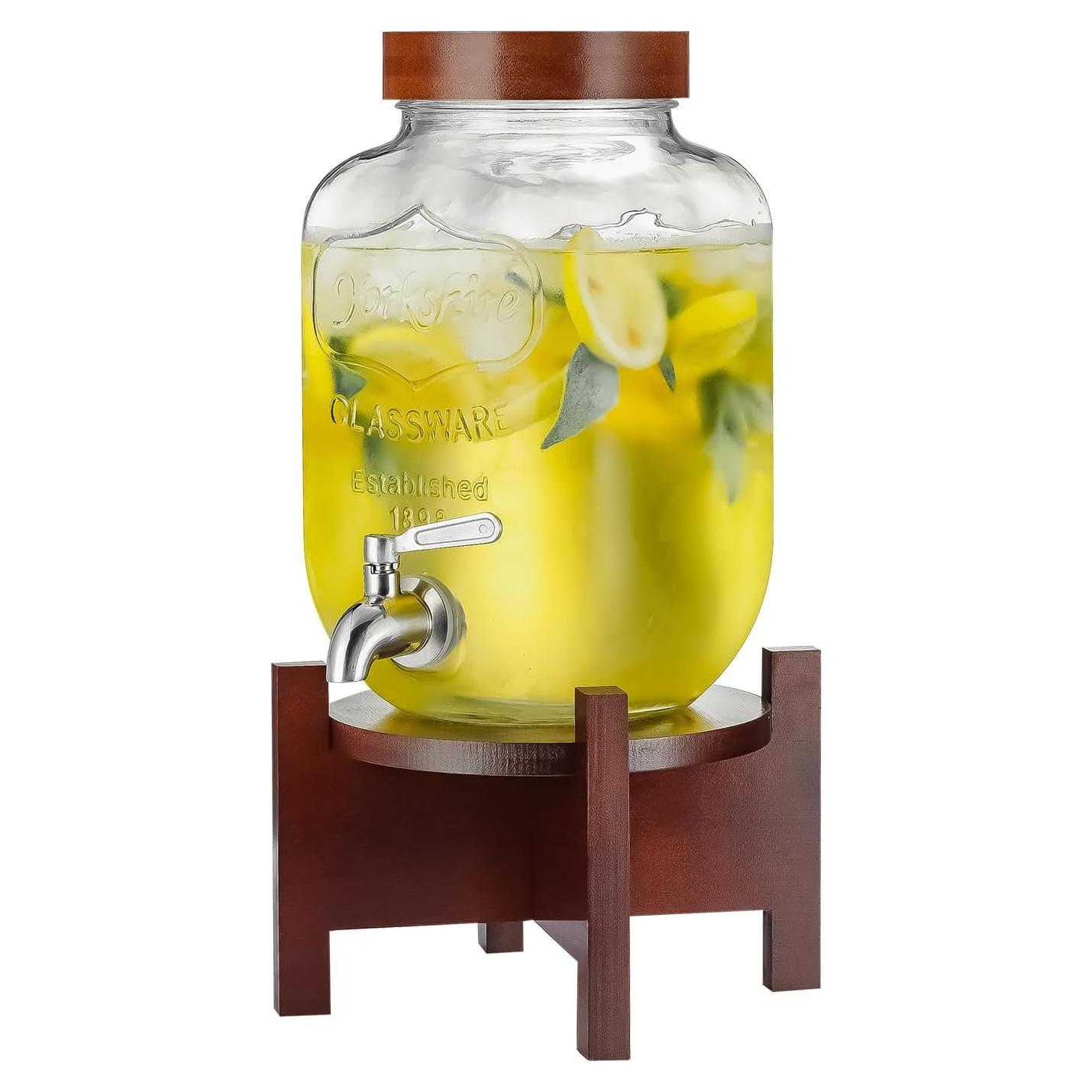 Dispensador de Bebidas de Vidrio PTSTING 3.78L con Grifo Inoxidable