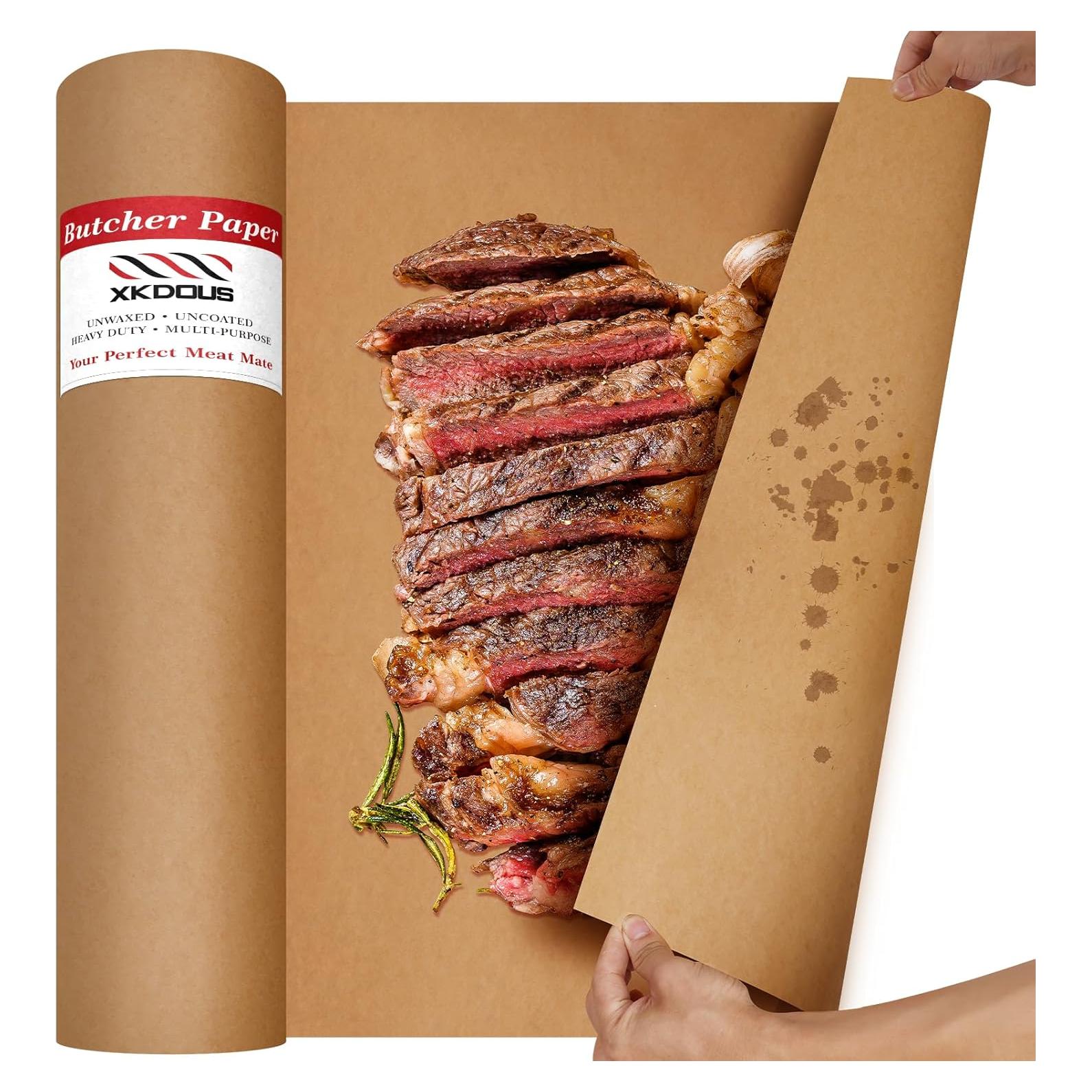 Rollo de Papel Kraft Marrón XKDOUS 30 cm x 24 m para BBQ