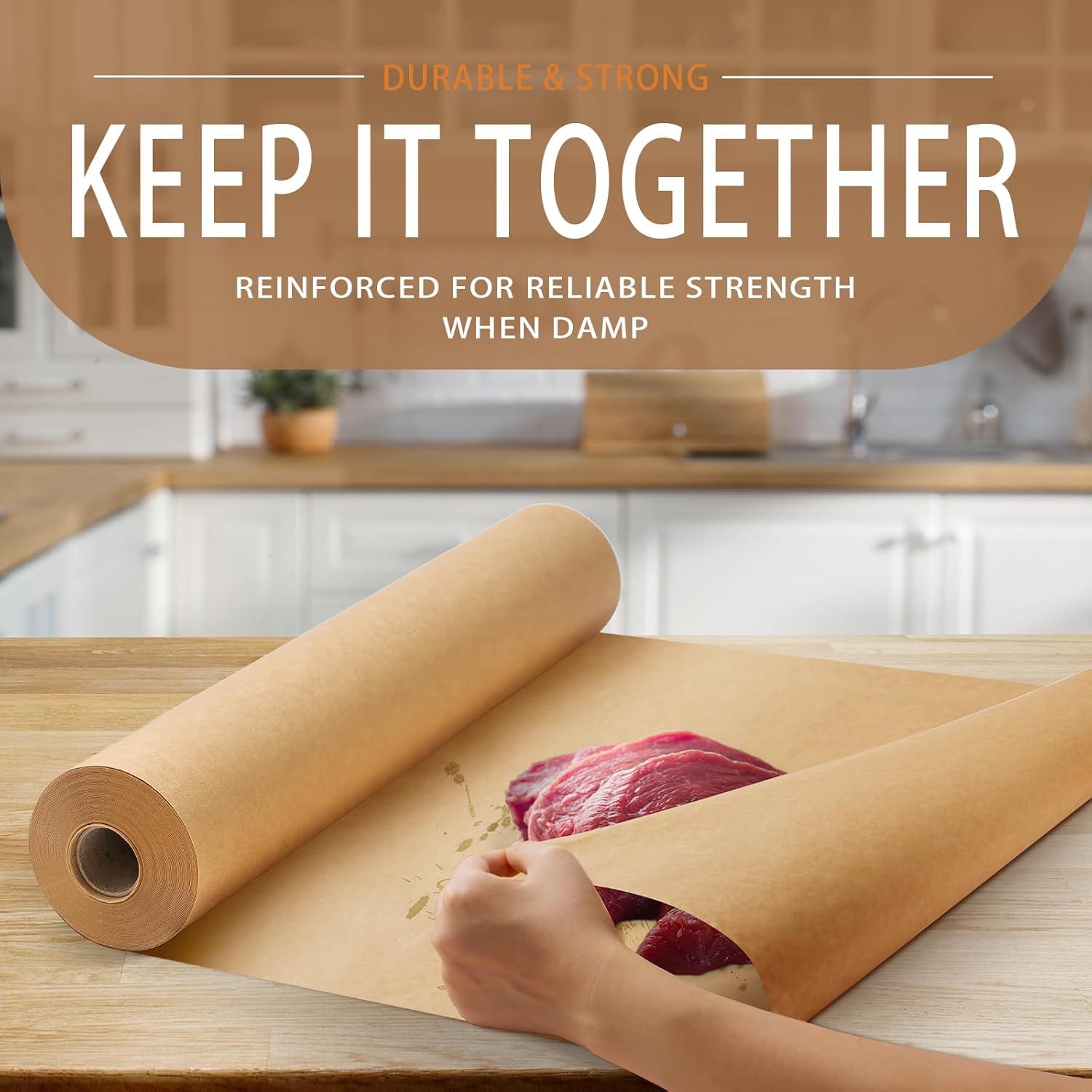 Rollo de Papel Kraft Marrón XKDOUS 30 cm x 24 m para BBQ