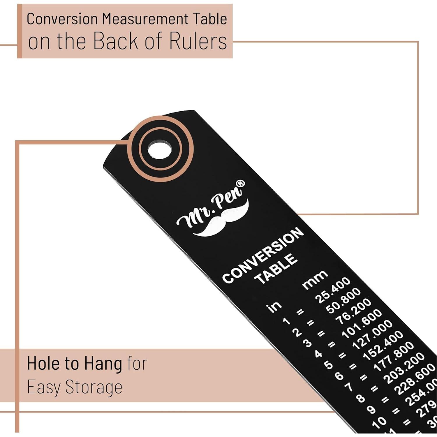 Regla de acero inoxidable Mr. Pen 2 piezas 15.24 y 30.48 cm
