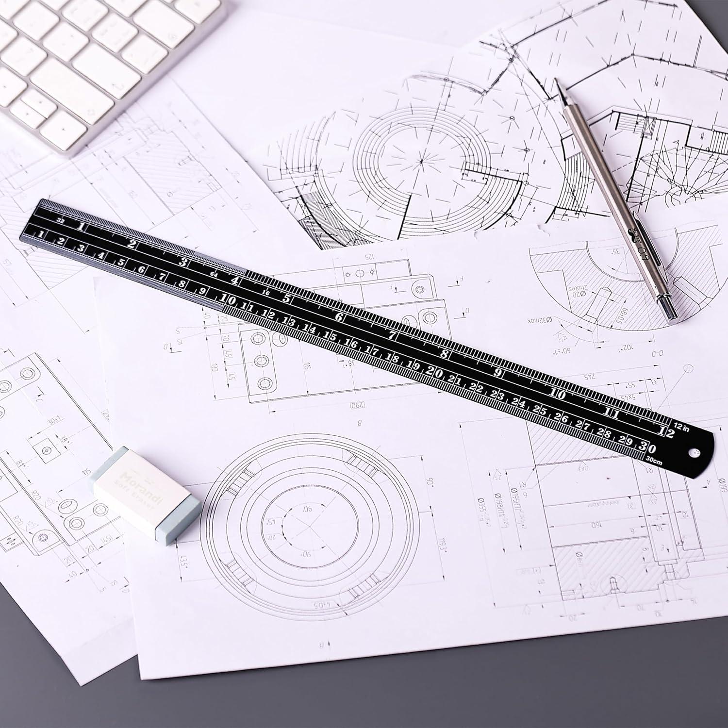 Regla de acero inoxidable Mr. Pen 2 piezas 15.24 y 30.48 cm